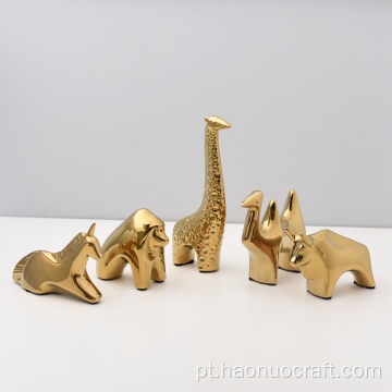 ornamentos de animais de cerâmica dourada decorações suaves de sala de estar